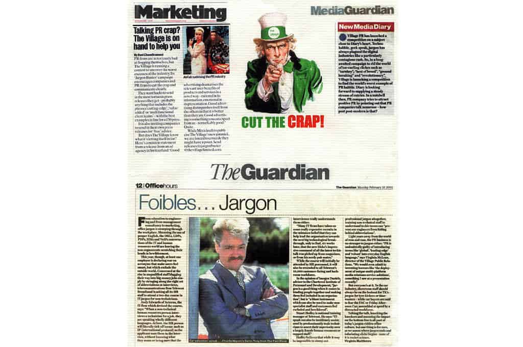Coverage from the anti-jargon campaign for the Village PR